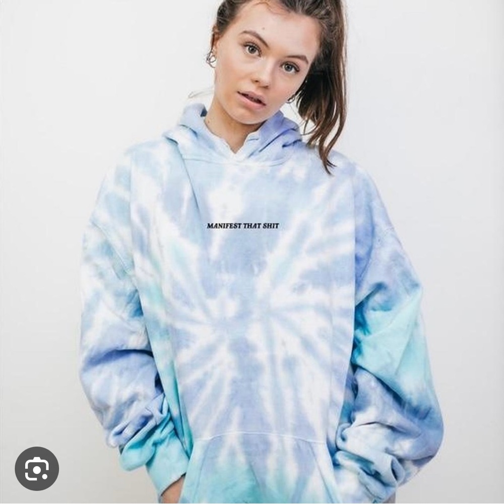Mayfair group Hoodie - manifest that shit - blue tie dye